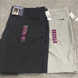 Lands' End Men's Black and Gray Flat Front Shorts